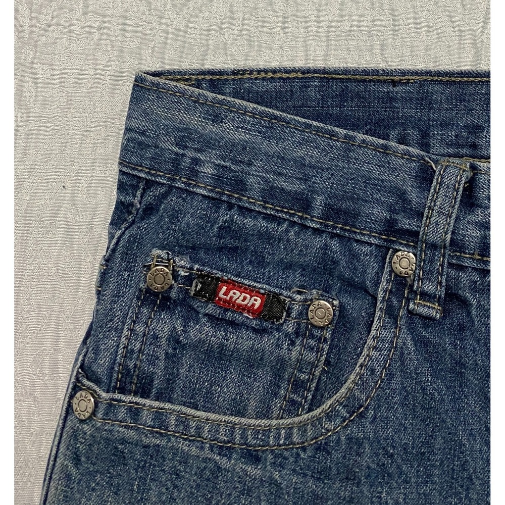 LADA Mens Blue Jeans Wide Leg Straight Distressed Denim Pants Size 30 Y2K Skater - Picture 3 of 11